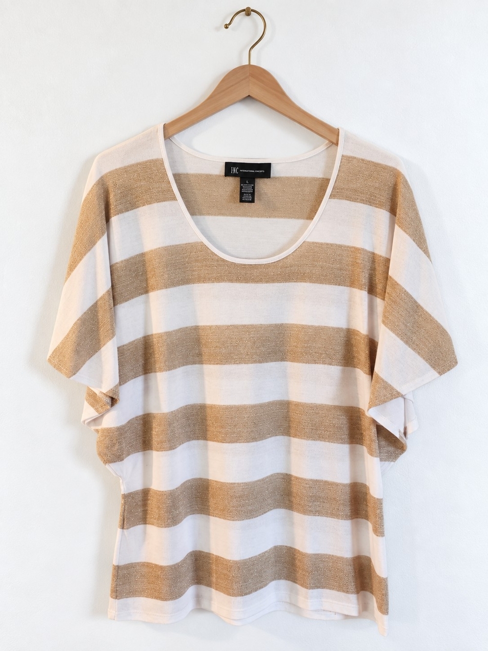 INC International Concepts Striped Short Sleeve Top
